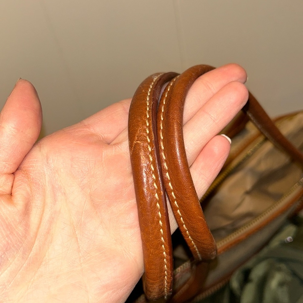 Dooney & Bourke Canvas Shoulder Bag Purse Beige / Brown Khaki